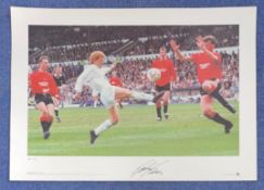 Football Gordon Strachan signed 23x17 big blue tube colour print pictured in action for Leeds United