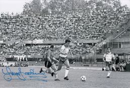 Autographed Trevor Brooking 12 X 8 Photo B/W, Depicting A Superb Image Showing Brooking In Full