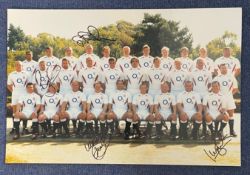 Rugby England 2003 World Cup Winners 18x12 multi signed colour photo signatures included are Steve