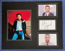 John Legend Signed Signature card with 3 Various Size Colour Photos. Mounted Professionally to an