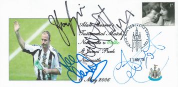 Shay Given, Lee Clark, John Hartson, Mark Viduka and Nicky Butt signed Alan Shearer testimonial FDC.