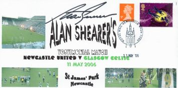 Alan Shearer signed on his own Testimonial FDC. Good condition. All autographs come with a