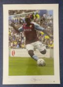 Football Darius Vassell signed 23x17 big blue tube colour print pictured in action for Aston Villa