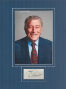 Tony Bennett Signed Eastern Air Lines Sheet With 10x8 Colour Photo of Himself. Mounted