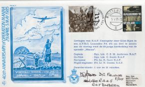WW2 Flt Sgt Dave Fellowes Signed Operation Manna 40th Anniversary FDC. 1 of 20 Covers Issued.