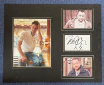 TV Legend Danny Dyer Signed Signature Card with 3 unsigned Various Sized Colour Photos. Mounted
