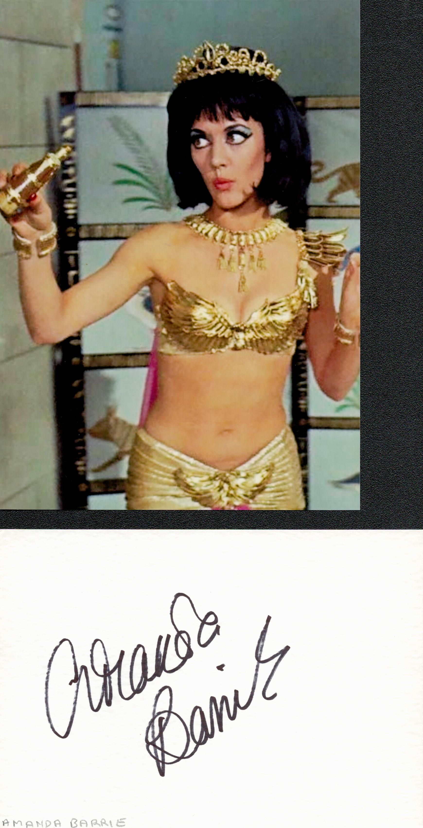 Amanda Barrie Actress Signed Card With Carry On Photo. Good condition. All autographs come with a