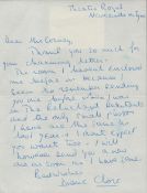 Diane Clare (Plague of the Zombies) Handwritten, Hand signed Letter. Content Relates to Sending