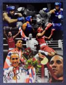 Boxing James DeGale signed 16x12 colour montage photo pictured on his way to Olympic Gold at the