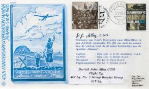 WW2 Flt Sgt Derrick Allen CGM of 619 Bomber Command Squadron Signed Operation Manna 40th Anniversary