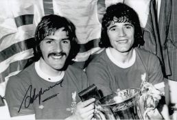 Autographed Steve Heighway 12 X 8 Photo B/W, Depicting Liverpool Goalscorers Steve Heighway And