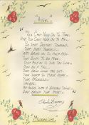 Rare Criminal Charles Bronson Signed on Handwritten Poem with Hand drawn Decorations. This Superb