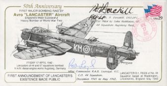 WW2 Wg Cdr Rod Learoyd VC and Sqn Ldr P Dorehill DSO DFC Signed 50th Anniv of 1st Major Bombing Raid