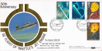 50th Anniversary Commemorative cover: 1st Flight of Whittle’s Jet Engine. Featuring a set of Royal