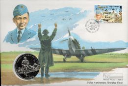 WW2 D-Day Anniversary First Day Coin Cover. 1 Crown Coin. Isle of Man Stamp with 6th June 1994