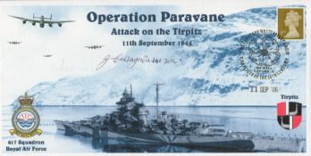 WW2 Sqn Ldr James Castagnola Signed Operation Paravane- Attack on the Tirpitz FDC. 4 of 17 Covers
