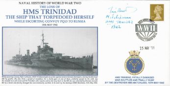 HMS Trinidad The Ship that Torpedoed herself while escorting Convoy PQ13 to Russia. Signed by Vice