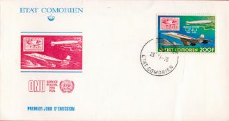 First Day Cover, First day of issue, ETAT Comoiren, ONU postal service 1951 -1976. Featuring,