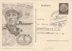 U – Boat Service award Postcard dated 12. 1. 1941 Wurzbup Postmark. Part of a Set of 8 which show