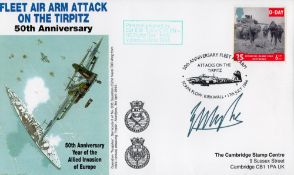 WW2 Cdr EW Sykes DSC of HMS Victorious Signed Fleet Air Arm Attack on Tirpitz 50th anniversary