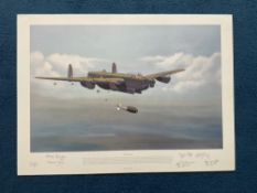 WW2 Maurice Gardner Multi Signed Colour 27x20 Print Titled 'Tallboy Away'. Hand signed in Pencil