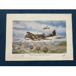 WWII, Bristol Blenheims approaching Rotterdam print signed by the Rt Hon Lord Mayor of Bristol,