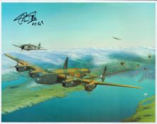 WW2 Wireless Operator and Dambuster Colin Cole Signed 11x9 Keith Aspinall Colour Art Print. Good