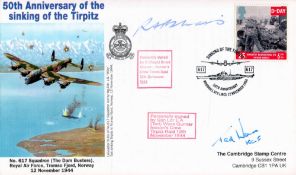 WW2 RAF 617 Sqn Ldr Ted Wass and Gunner Ralph Briars Signed 50th anniversary of the sinking of the