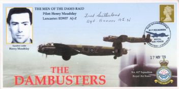 WW2 RAF Flying Officer Fred Sutherland signed Henry Maudslay- Men of the Dams Raid Dambusters FDC. 1