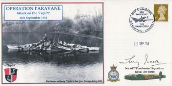 WW2 Sqn Ldr Tony Iveson Signed Operation Paravane- Attack on the Tirpitz FDC. 9 of 20 Covers Issued.