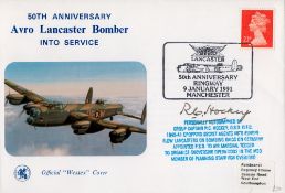WW2 Grp Cptn RC Hockey DSO DFC Signed 50th Anniv Avro Lancaster Bomber Into Service FDC. 3 of 100