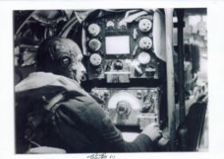 WW2 Wireless Operator and Dambuster Colin Cole Signed 12x8 Black and White Photo of Himself Sat In a