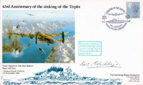 WW2 RAF 617 Sqn Flight Engineer Des Phillips Signed 43rd anniversary of the sinking of the Tirpitz