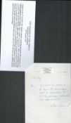 WW2 Pilot Officer Arthur J Ward (Tait’s Crew) Signed Handwritten Letter dates 2. 2. 2001. Letter