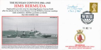 The Russian Convoys 1941 – 1945 and featuring ‘HMS Bermuda’. The British cruiser HMS Bermuda was