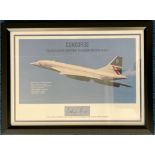 A 13 x 10 framed colour photograph of Concorde G-BOAD in flight and commemorating her record