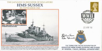 HMS Sussex Japanese Surrender of Singapore. Signed by. Rear Admiral Ian G W Robertson CB DSC. He