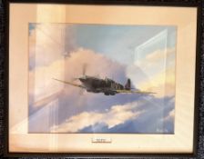 WW2 Aviation Artist Barry G Price 16x13 Colour Print Titled Spitfire Mk IX, Housed in Frame