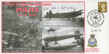 WW2 Sqn Ldr John V Cockshott Signed Attack on Oil Refineries Politz 21. 12. 1944 FDC. 5 of 17 Covers
