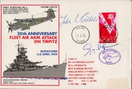 WW2 Rare 2 of 5 Cptn JL Gillebo and Lt Cdr Gerry Ames Signed 30th Anniv Fleet Air Arm Attack on