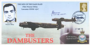 WW2 Dambuster Sqn Ldr Les Munro Signed Pilot Officer Warner Ottley The Men Of The Dams Raid FDC With
