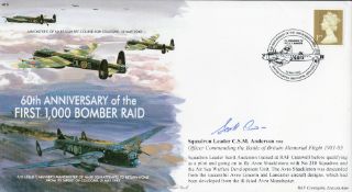 WW2 Sqn Ldr Scott Anderson MBE Signed 60th Anniv of the 1st 1000 Bomber Raid FDC. 228 of 300