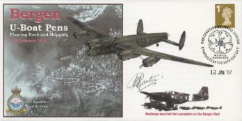 WW2 F O Phillip H Martin DFC of 617 Sqn Signed Bergen- U Boat Pens FDC. 5 of 20 Covers Issued.
