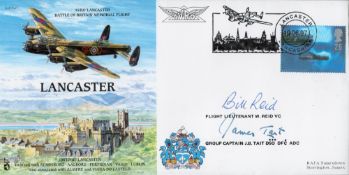 WW2 Flt Lt Bill Reid and Grp Cptn James Tait Signed Lancaster First Day Cover. Avro Lancaster Battle