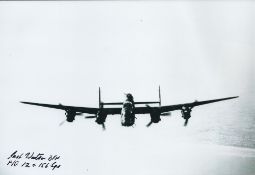WW2 Bomber Pilot Flight Engineer Jack Watson DFM of 156 Sqn Signed 12x8 Black and White Photo