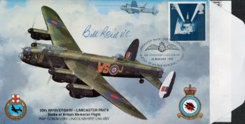 WW2 Flt Lt Bill Reid VC Signed 50th Anniv- Lancaster PA474 Battle of Britain Memorial Flight FDC.