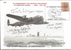 Jack Cook, Harry Parkins and one other signed FDC The Flying Grocers of Lincolnshire To