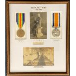 The Great War 1914 – 1918. Mounted in a frame 11 x 13 is sepia photograph of Pte. Alfred George