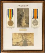 The Great War 1914 – 1918. Mounted in a frame 11 x 13 is sepia photograph of Pte. Alfred George