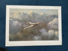 WWII, Battle of Britain, Flight of Freedom print by Roy Cross picturing a solo Spitfire in flight